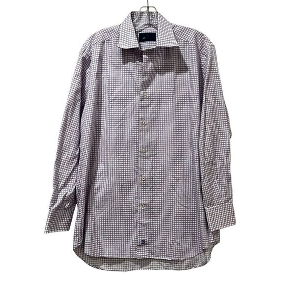 David Donahue Men’s 16 32/33 Blue Purple Check Long Sleeve Button Down Shirt G3 - Picture 1 of 5